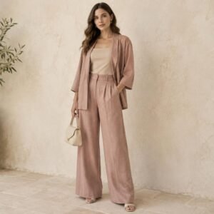 Chic Embroidered Linen Cord Set